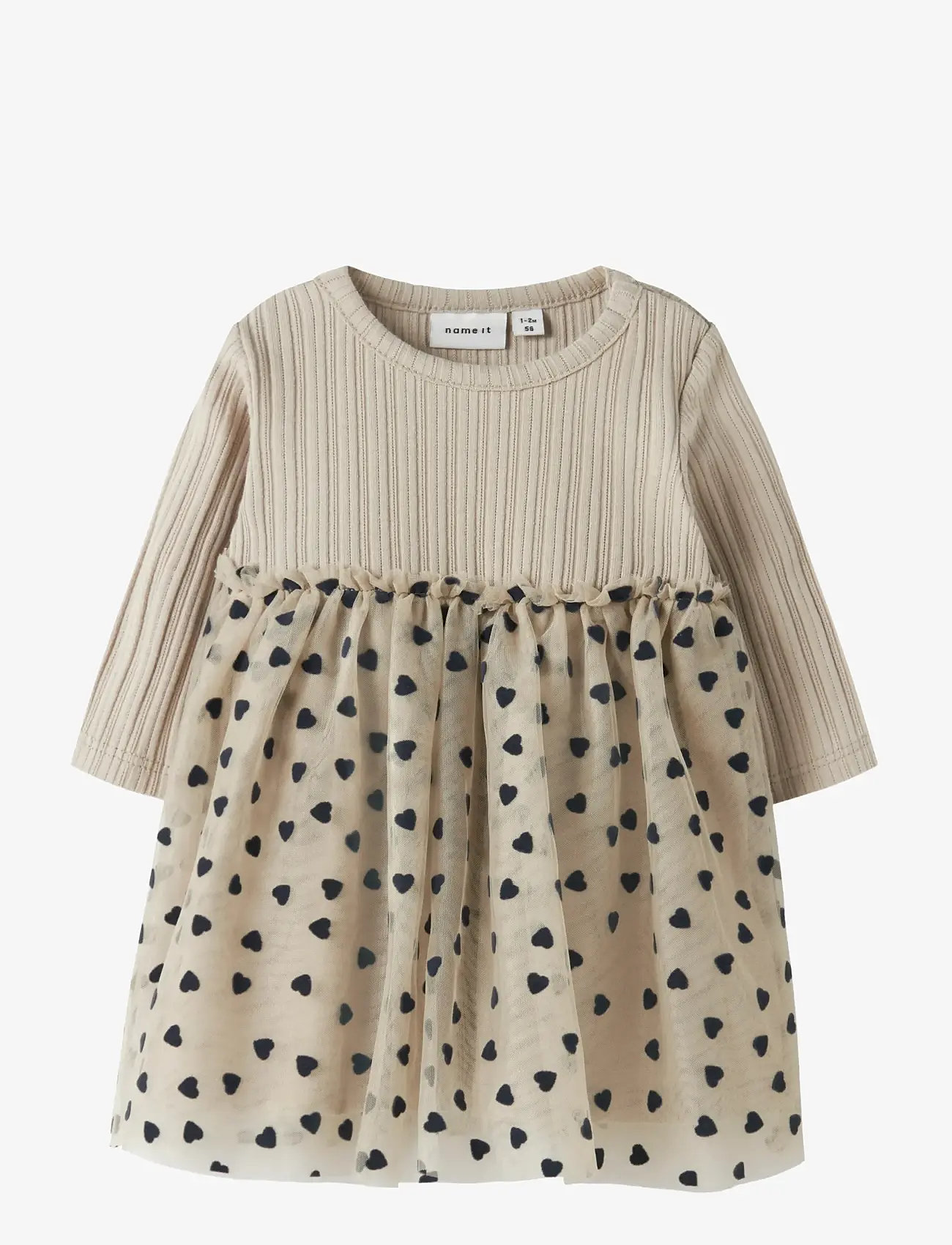 name it - NBFNEA LS TULLE DRESS - babyjurken met lange mouwen - island fossil - 0