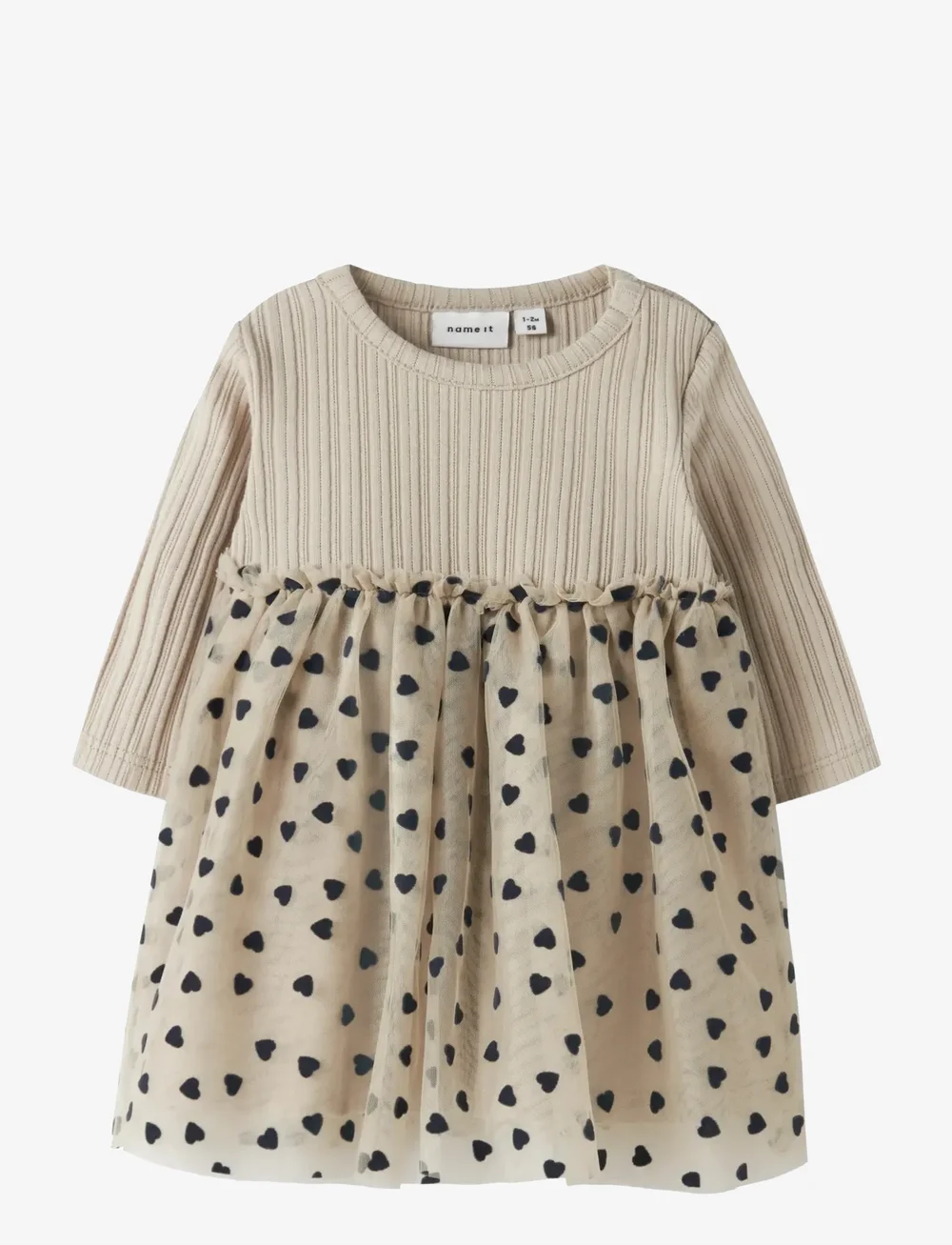 name it - NBFNEA LS TULLE DRESS - langærmede babykjoler - island fossil - 0