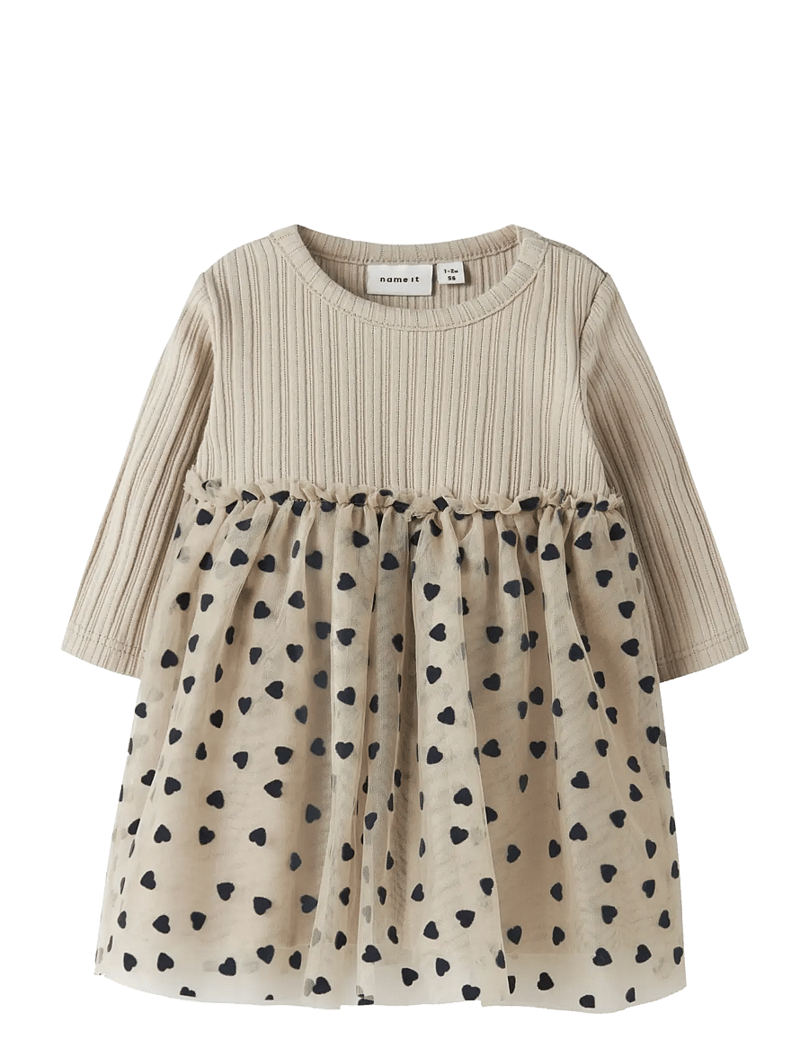 name it - NBFNEA LS TULLE DRESS - klänningar - island fossil - 1