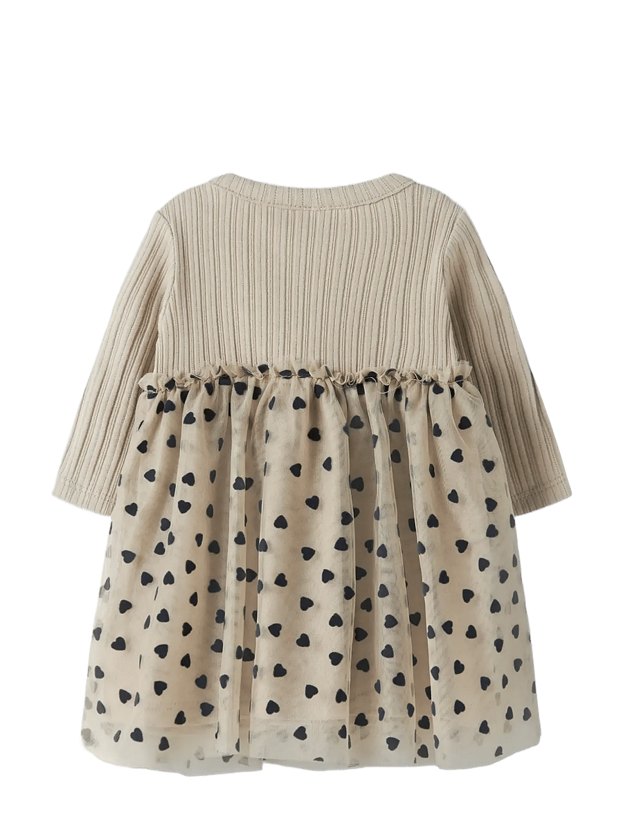 name it - NBFNEA LS TULLE DRESS - klänningar - island fossil - 2