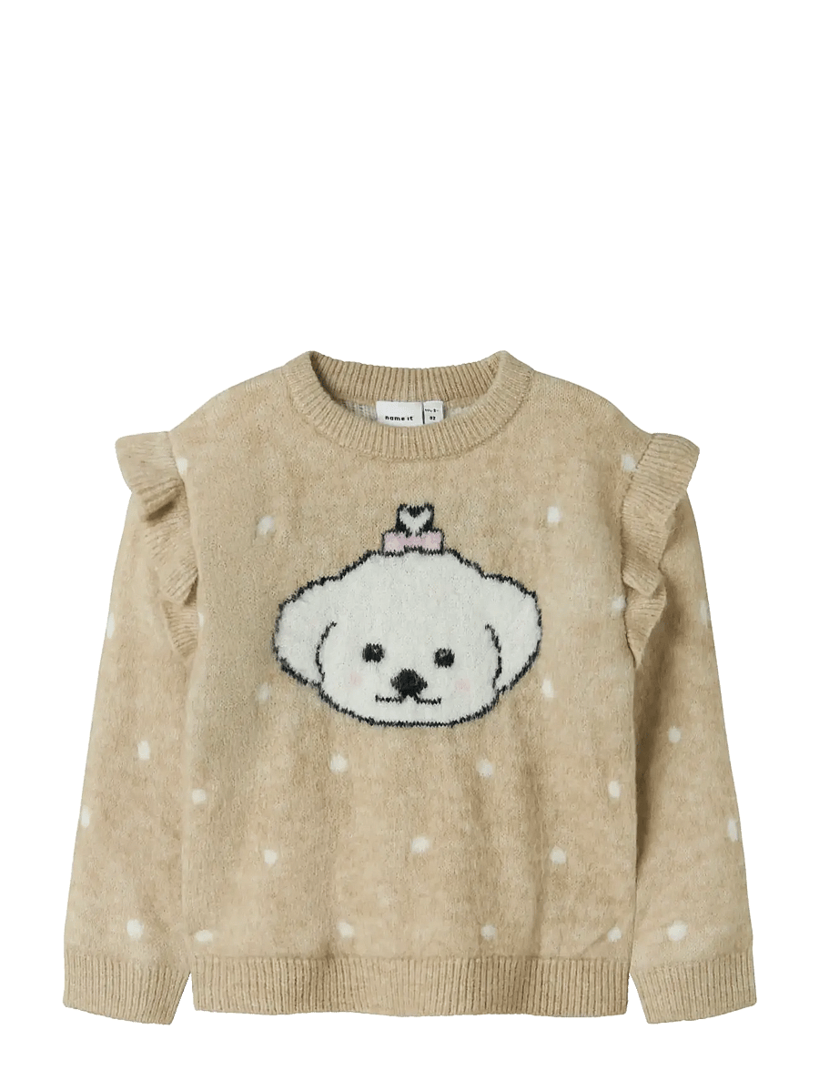 name it - NMFNEDE LS KNIT - neulepuserot - island fossil - 0