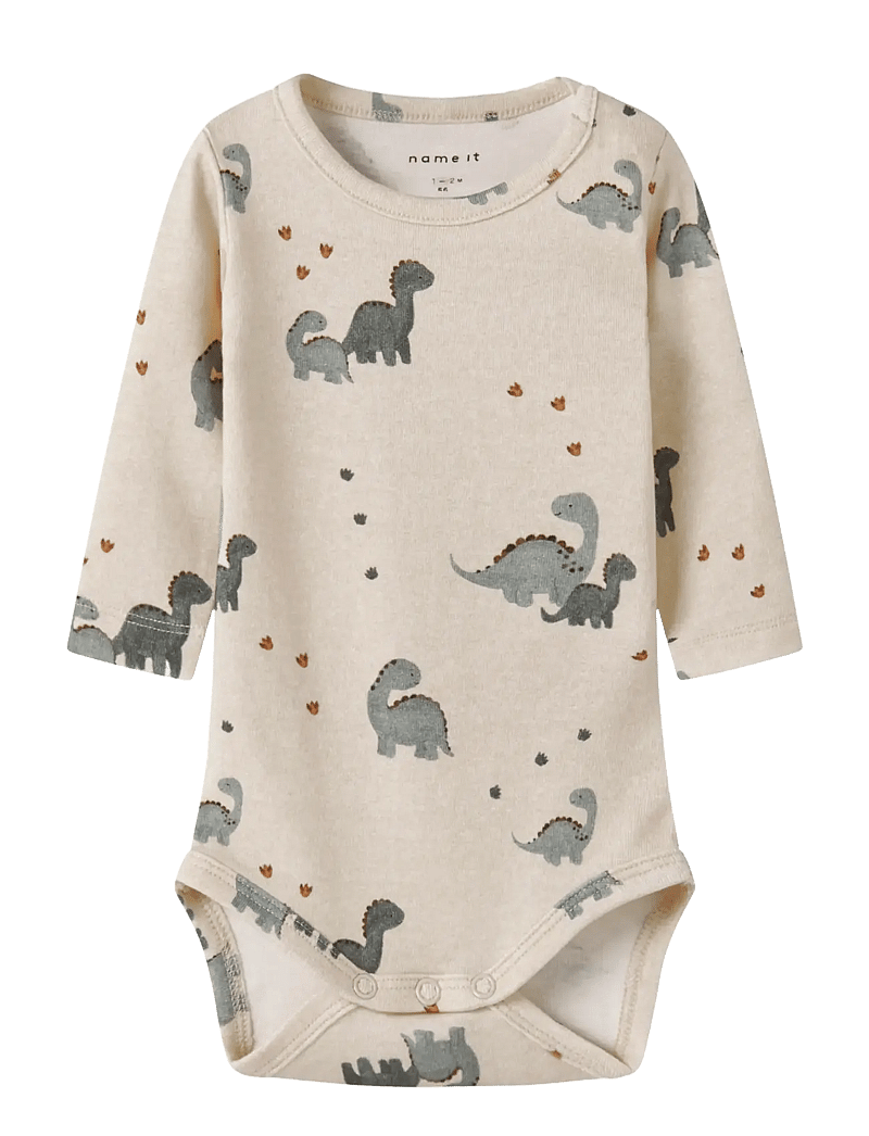 name it - NBMNOHR LS BODY - langærmede bodyer - peyote melange - 0