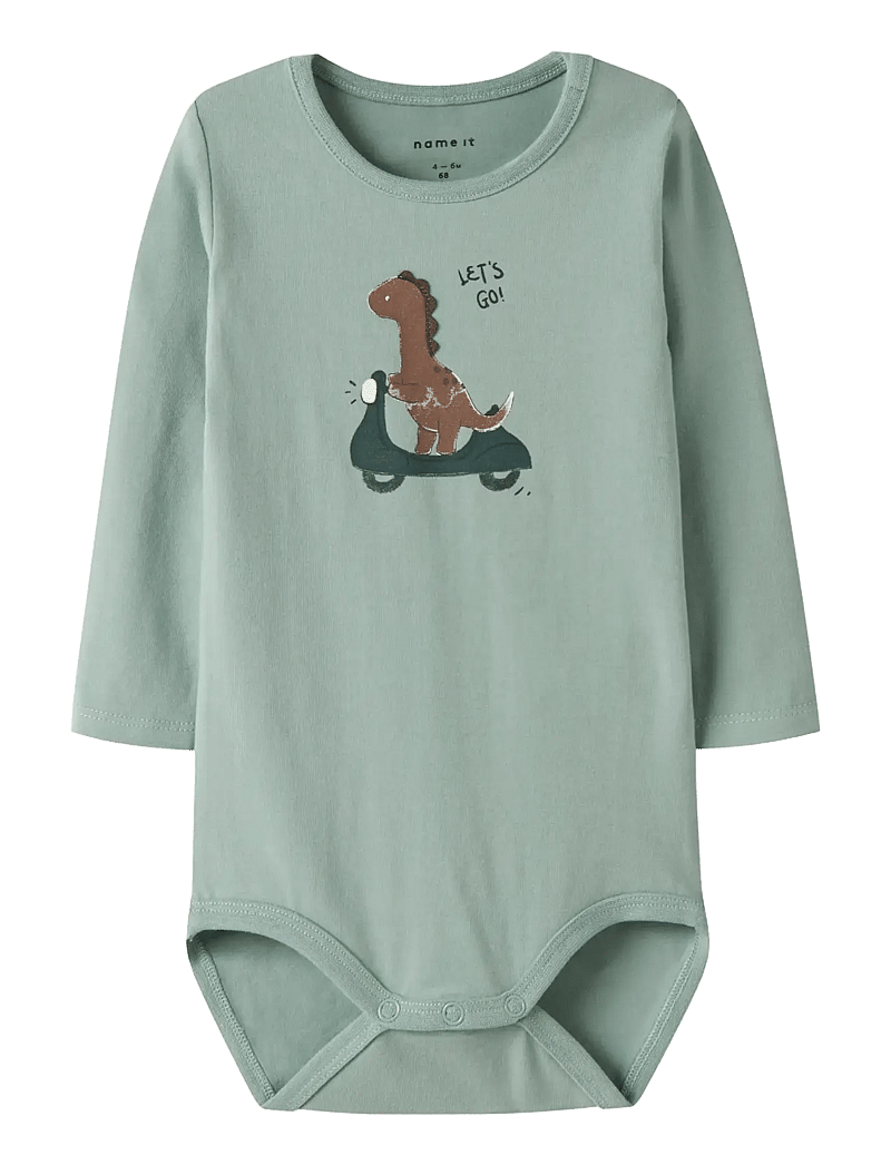name it - NBMNUTS LS BODY BOX - langærmede bodyer - jadeite - 0