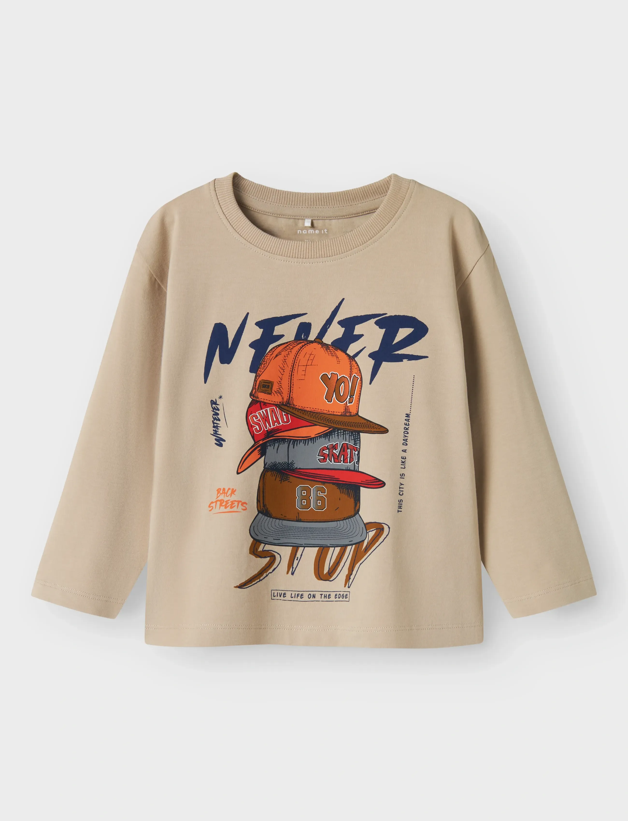 name it Nmmniko Ls Nreg Top Box, 92, T-shirts, Beige - Long-sleeved Kinder
