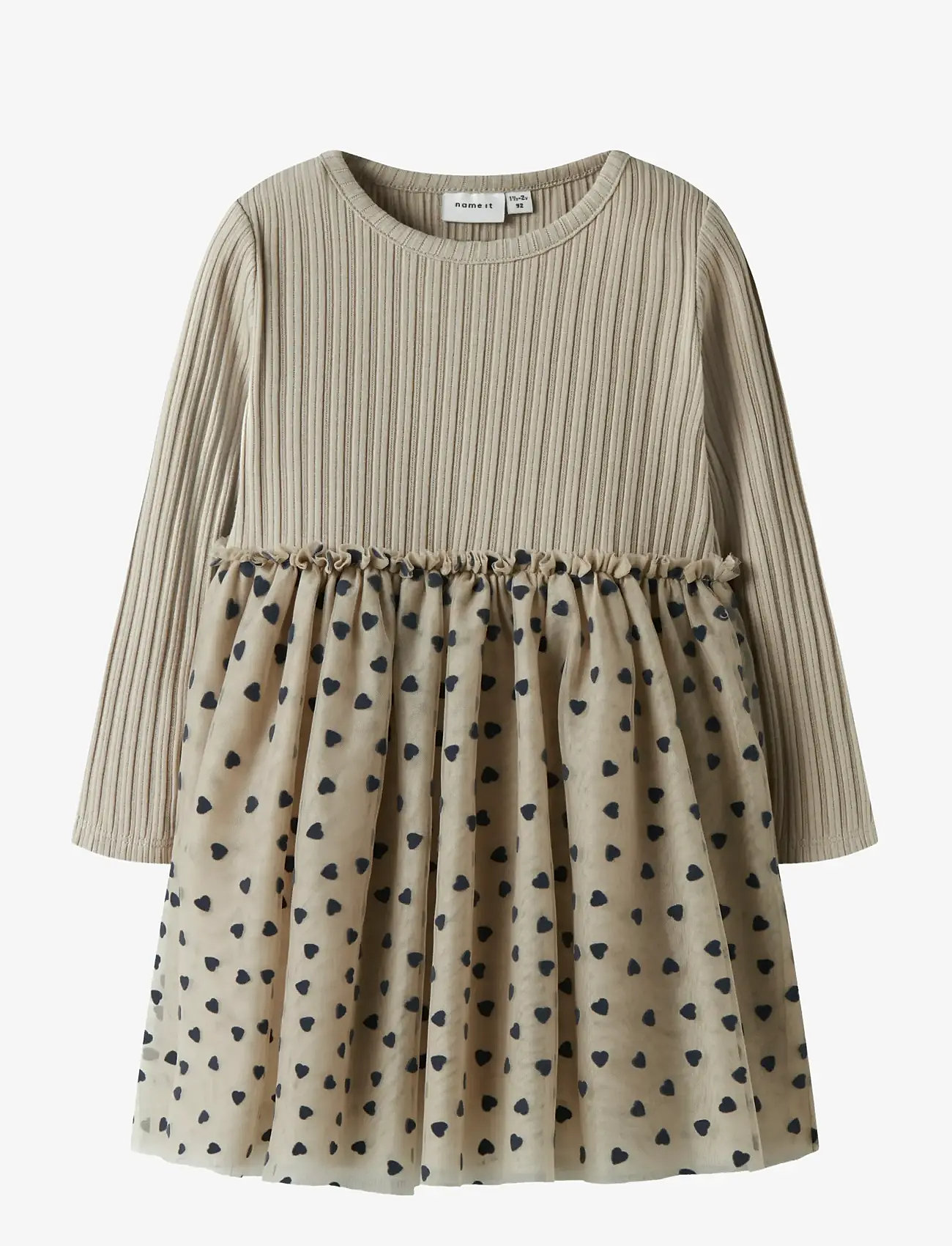 name it - NMFNEA LS TULLE DRESS - pikkade varrukatega beebi kleidid - island fossil - 0