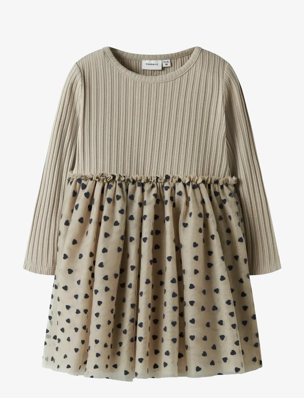 name it - NMFNEA LS TULLE DRESS - langärmelige babykleider - island fossil - 0