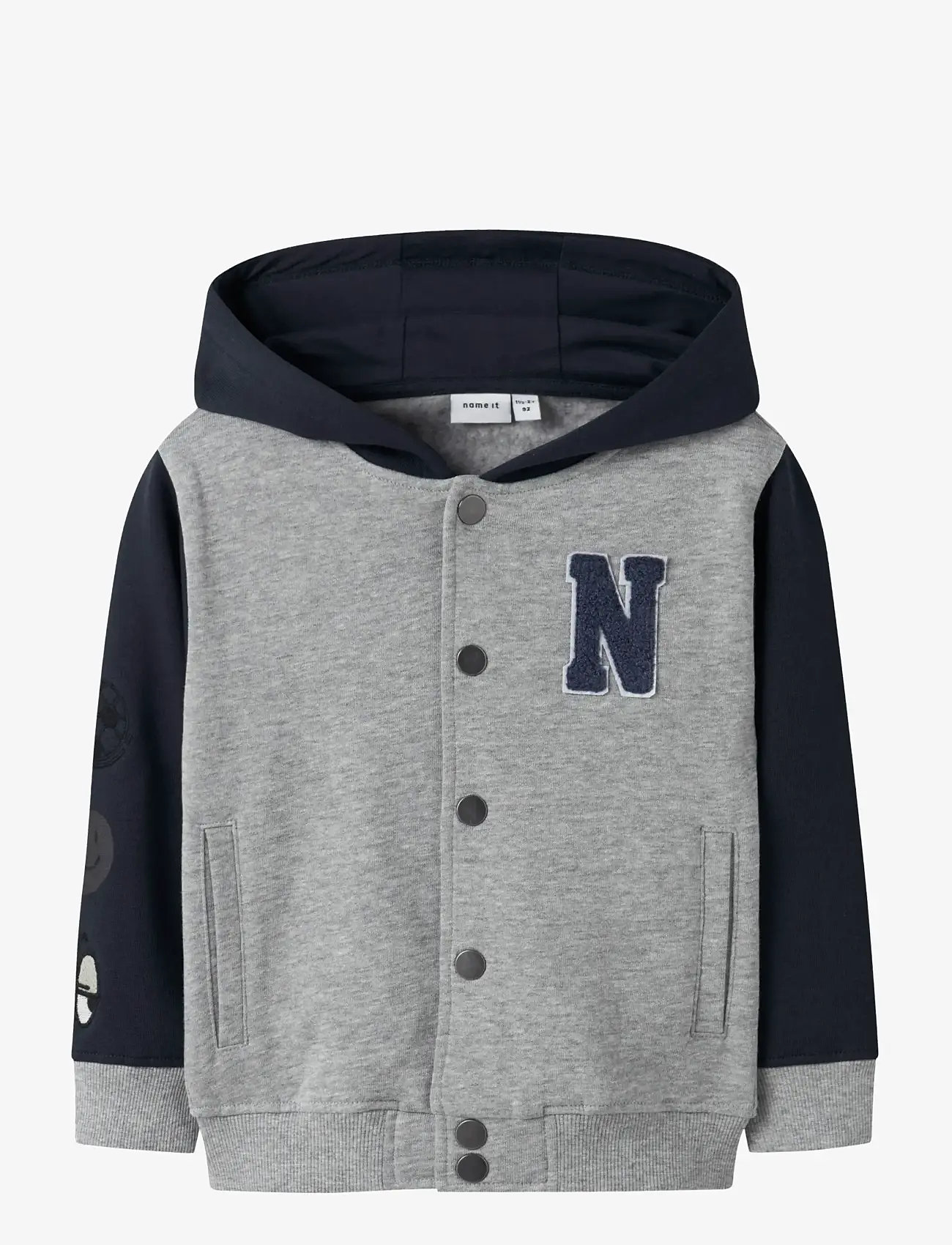name it - NMMNYREE LS NREG SWEAT CARD BRU - hættetrøjer - grey melange - 0