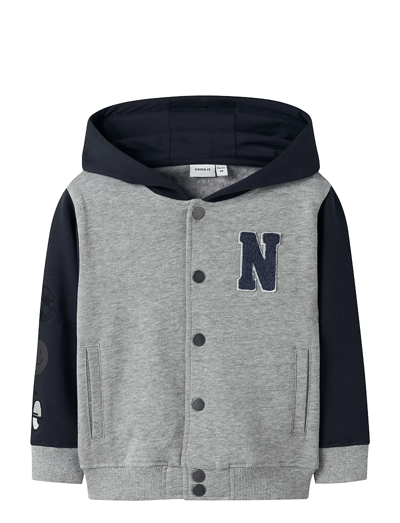 name it - NMMNYREE LS NREG SWEAT CARD BRU - hættetrøjer - grey melange - 0