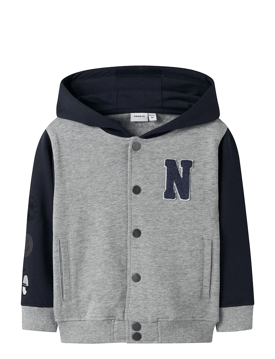 name it - NMMNYREE LS NREG SWEAT CARD BRU - kapuzenpullover - grey melange - 1