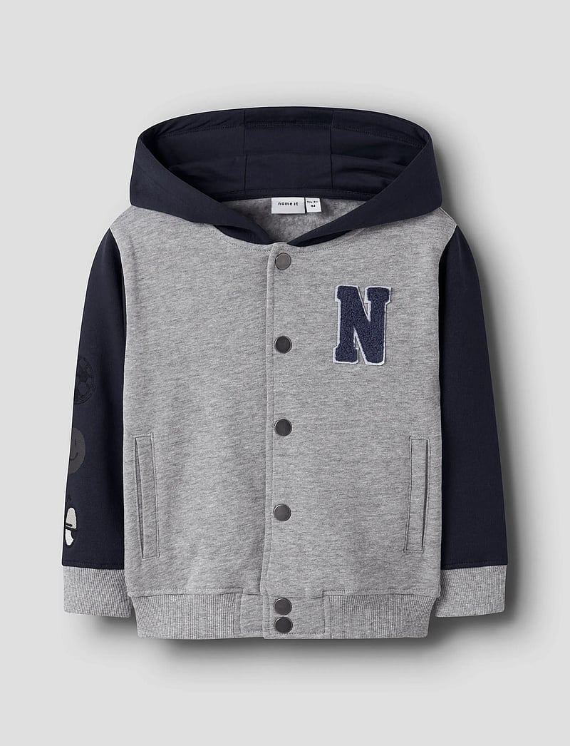 name it - NMMNYREE LS NREG SWEAT CARD BRU - bluzy z kapturem - grey melange - 0