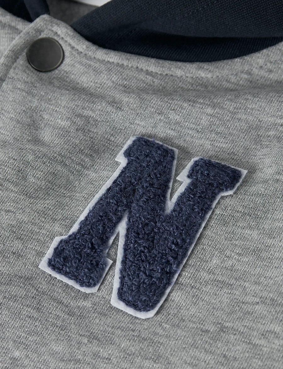 name it - NMMNYREE LS NREG SWEAT CARD BRU - kapuzenpullover - grey melange - 4