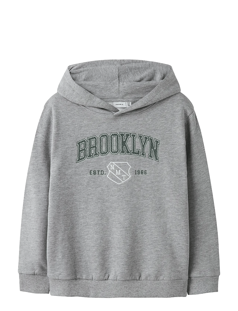 name it - NKMNEWI LS NREG SWEAT WH BRU - hættetrøjer - grey melange - 0