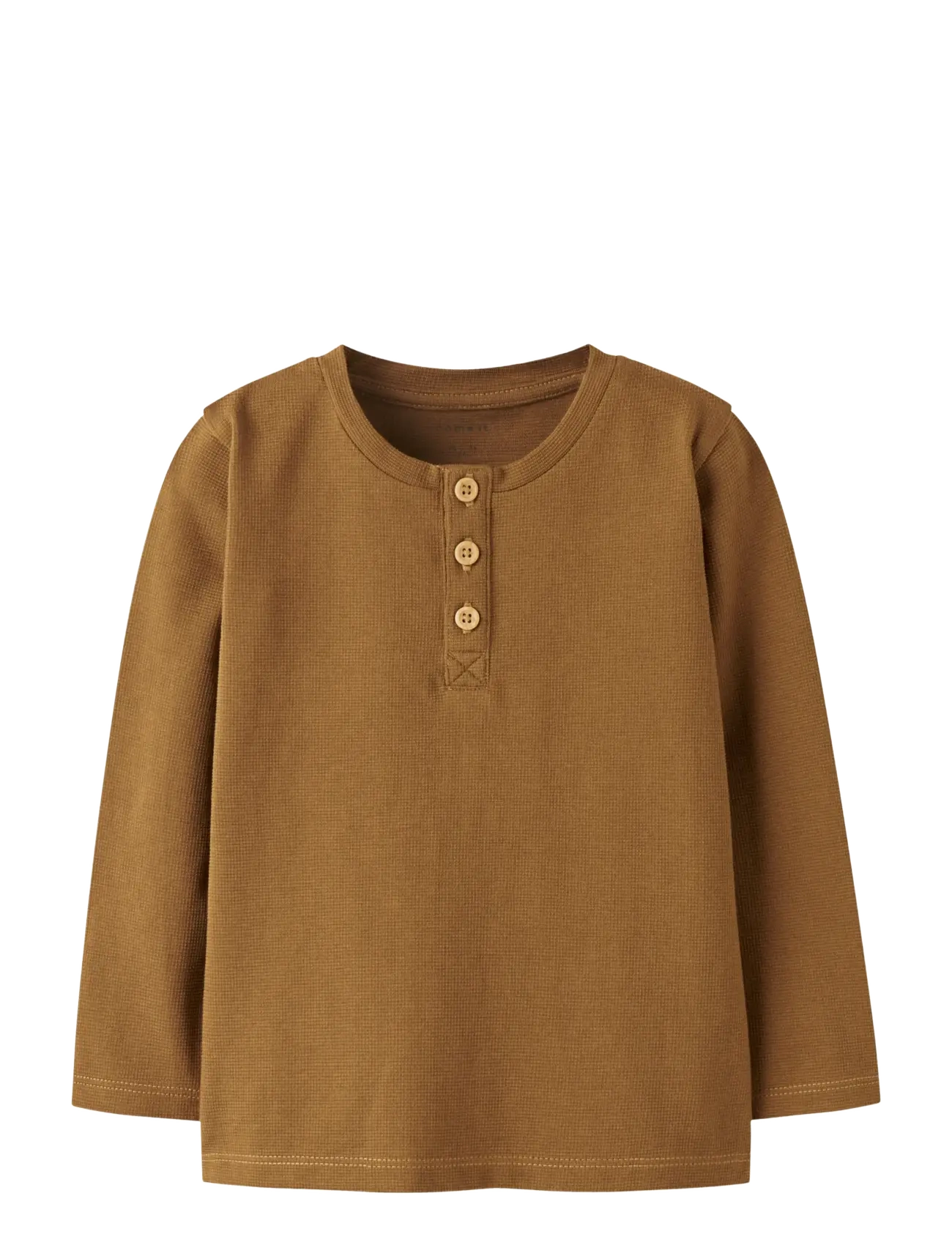 name it NMMNOTE LS GRANDAD TOP - Kleidung - RUBBER / brown
