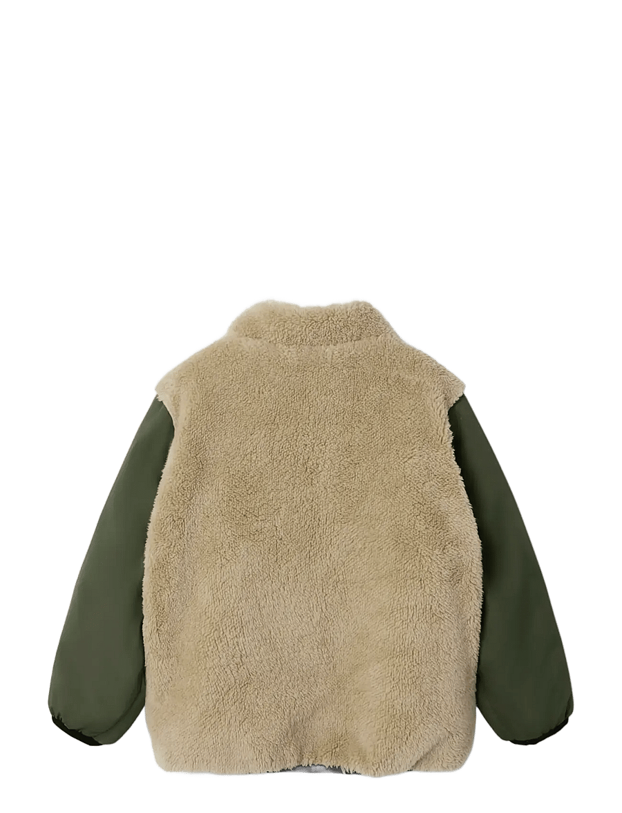 name it - NMMMAGNUS SHERPA JACKET REV - beetle - 2