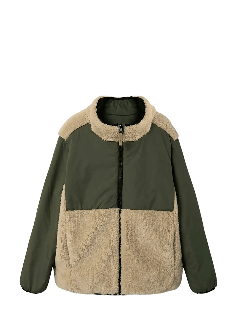 name it - NKMMAGNUS SHERPA JACKET REV - flīsa virsjakas - beetle - 1