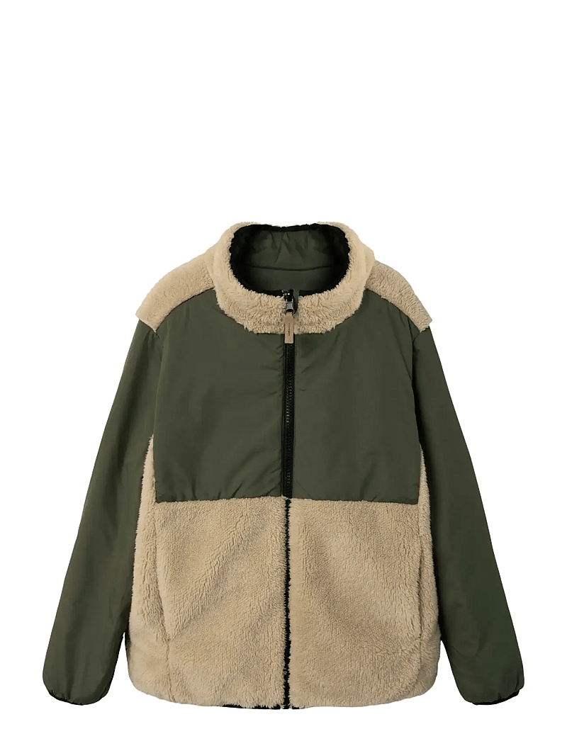 name it - NKMMAGNUS SHERPA JACKET REV - fliisjakid - beetle - 3