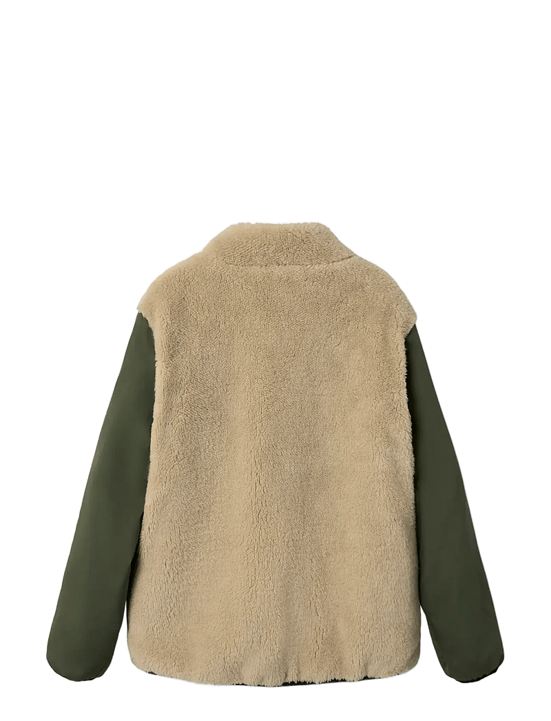 name it - NKMMAGNUS SHERPA JACKET REV - fliisjakid - beetle - 4