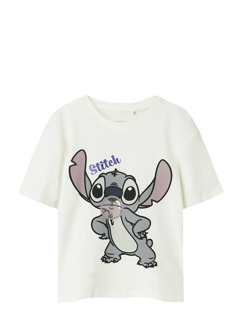 name it - NKFAKUN STITCH SS NREG TOP BOX NOOS WDI - kortærmede t-shirts - cloud dancer - 0