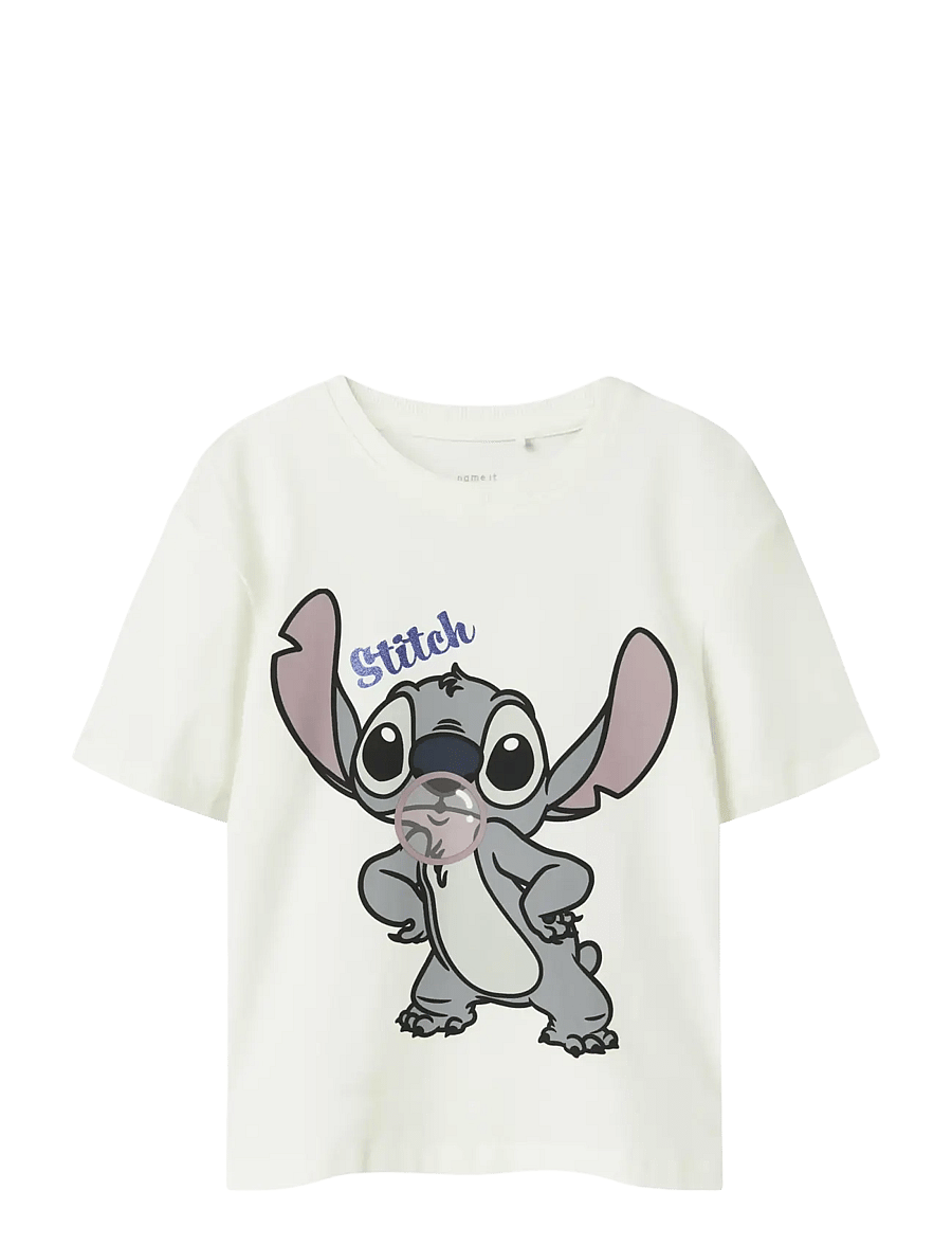 name it - NKFAKUN STITCH SS NREG TOP BOX NOOS WDI - kurzärmelige - cloud dancer - 1