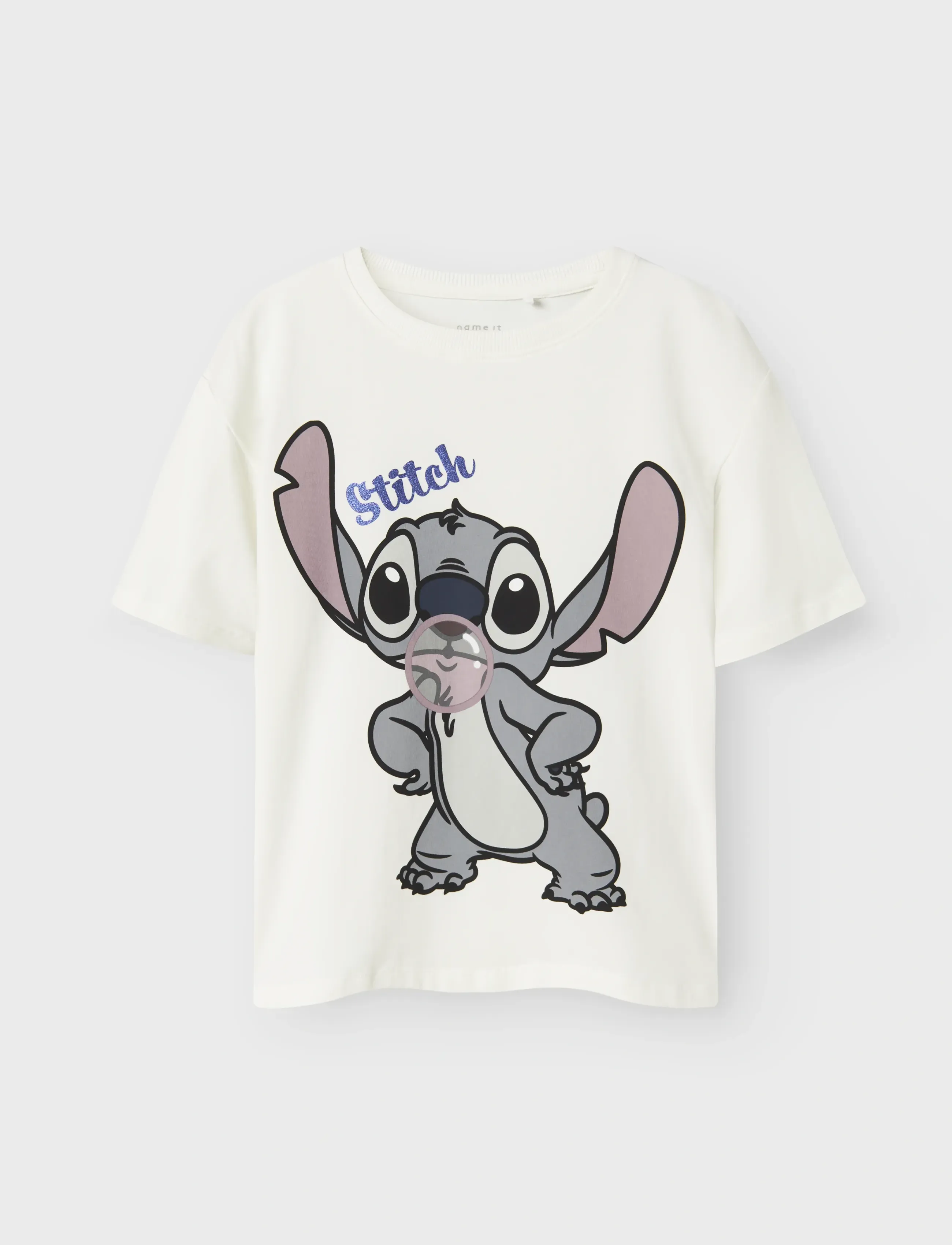 name it NKFAKUN STITCH SS NREG TOP BOX NOOS WDI - Kortærmede T-shirts - CLOUD DANCER / white