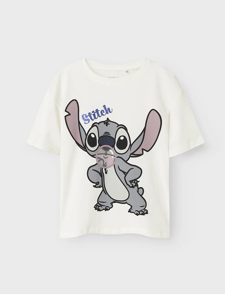 name it - NKFAKUN STITCH SS NREG TOP BOX NOOS WDI - kurzärmelige - cloud dancer - 0