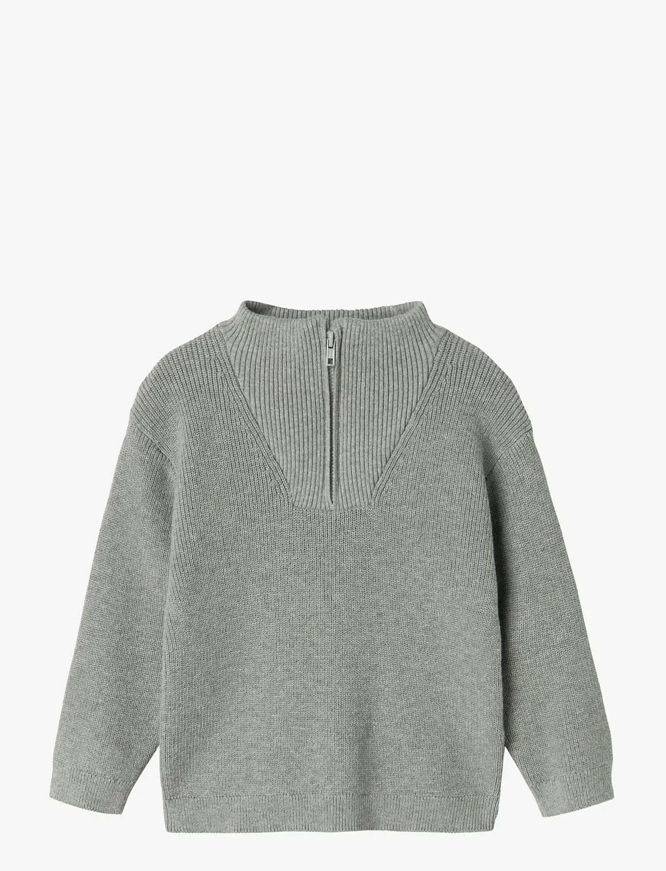 name it - NMMNESOLLE LS KNIT - trøjer - grey melange - 0