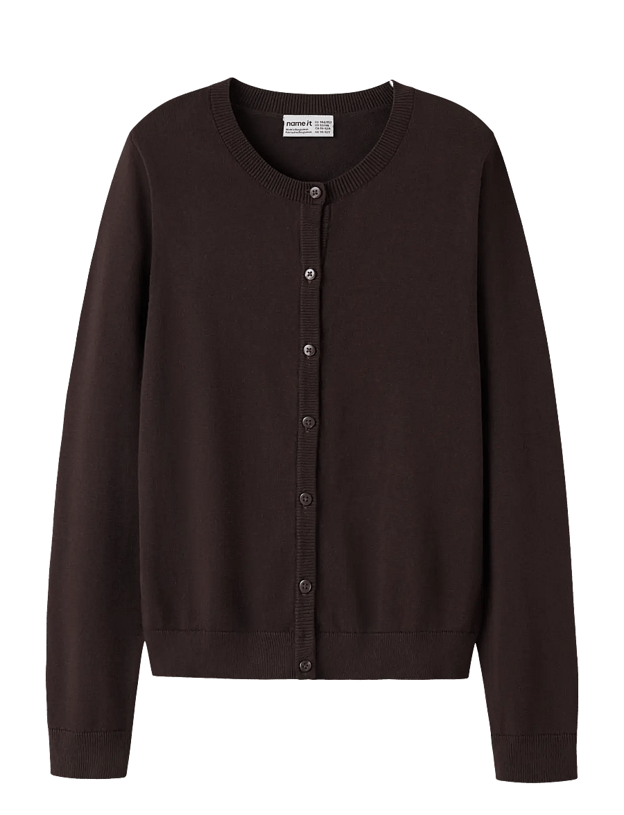 name it - NKFVALANE LS KNIT CARD NOOS - cardigans - chocolate plum - 0