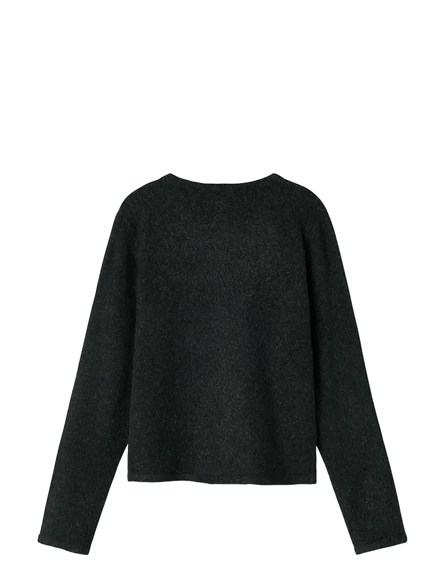 name it - NKFSALUNA LS KNIT CARD NOOS - koftor - dark grey melange - 2
