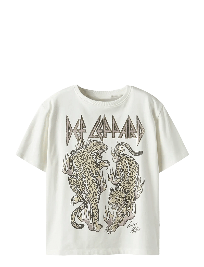 name it - NKFSURI DEFLEPPARD SS NREG TOP BOX UNV - kurzärmelige - cloud dancer - 0