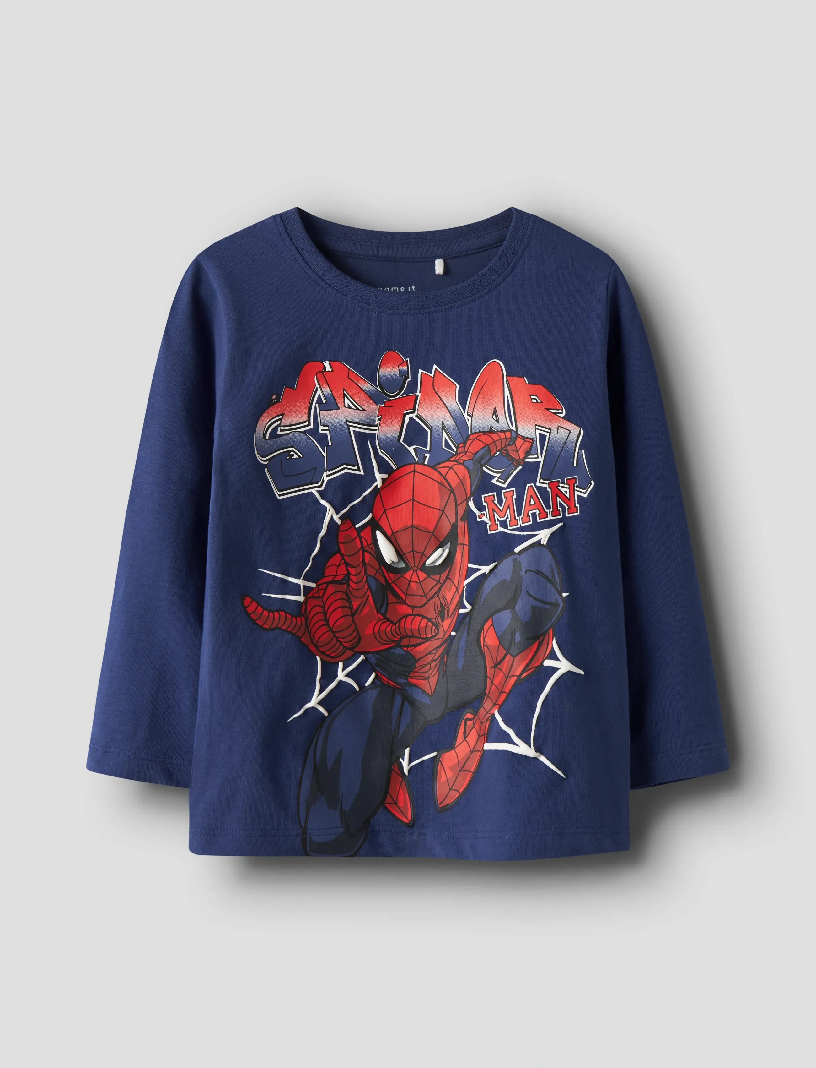 name it Nmmalvis Spider Ls Nreg Top Mar, Børn, Spider-Man Langærmet T-shirt, Navy, Str: 92
