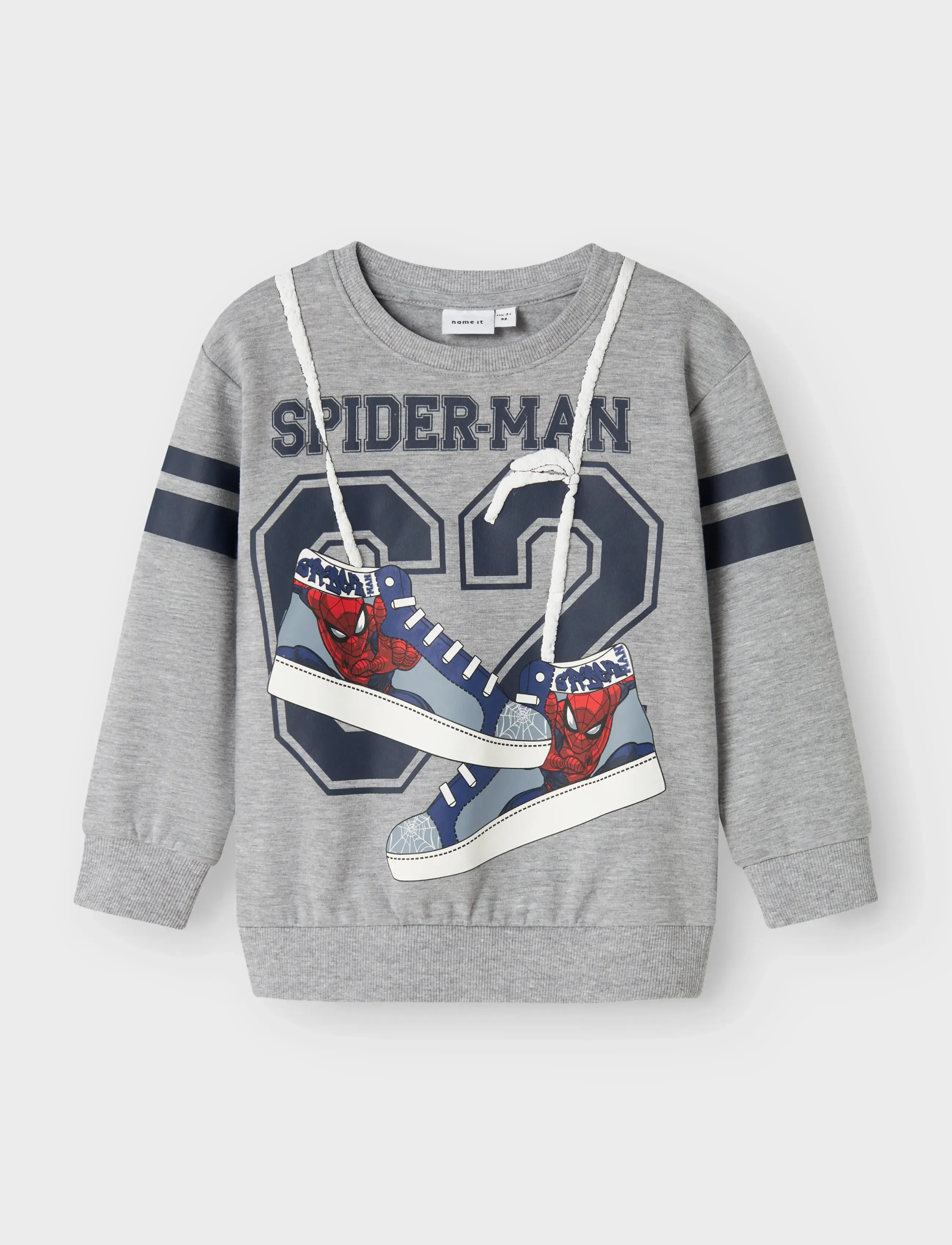name it Nmmadam Spider Nreg Sweat Bru Mar, Børn, Spider-Man Sweatshirt, Grå, Str: 98