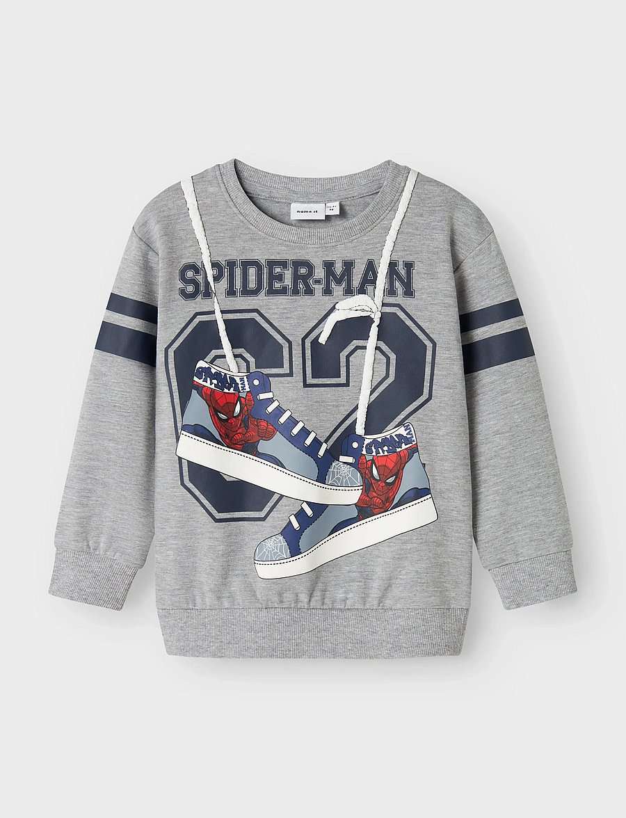 name it - NMMADAM SPIDER NREG SWEAT BRU MAR - sweatshirts - grey melange - 0