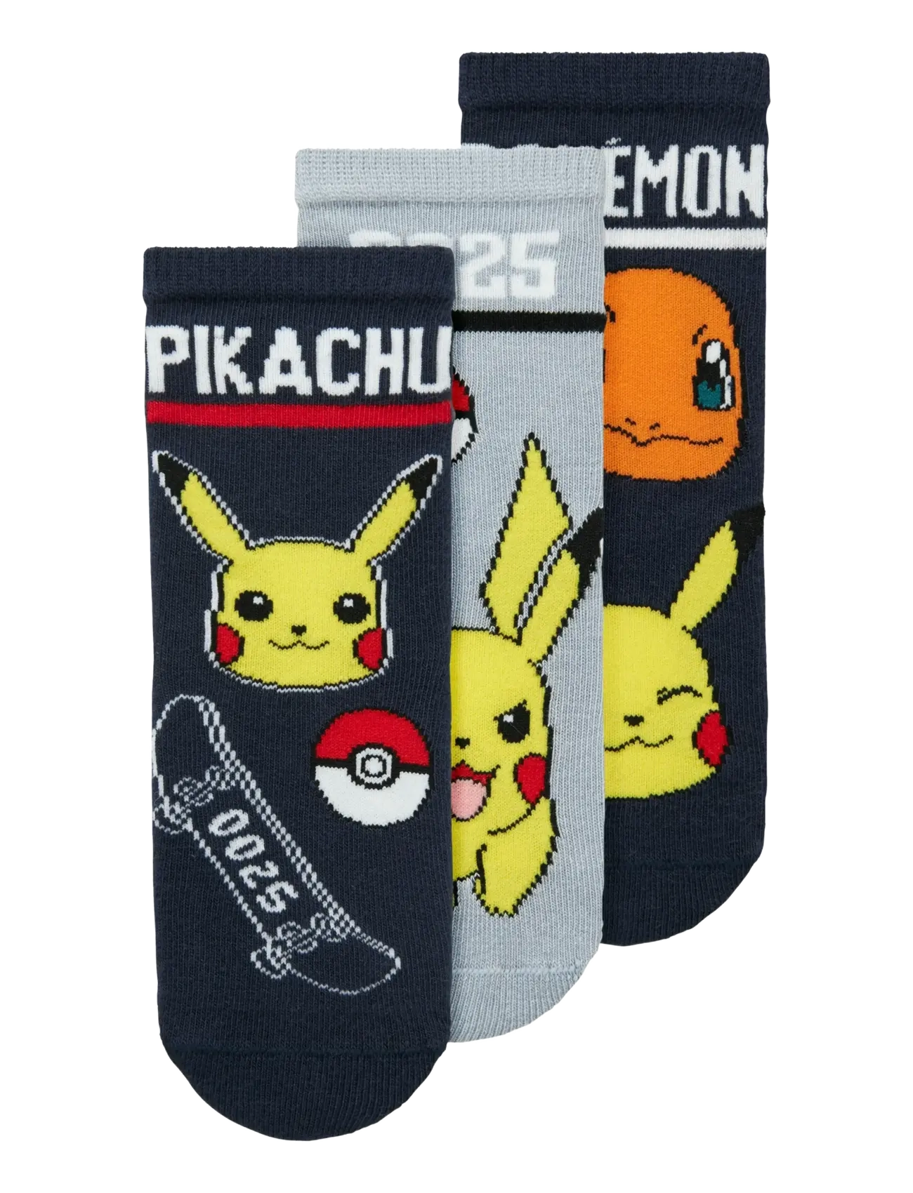 name it Nmmsantiago Pokemon 3P Sock Sky, Børn, Pokémon 3-Pak Strømper, Navy, Str: 22-24