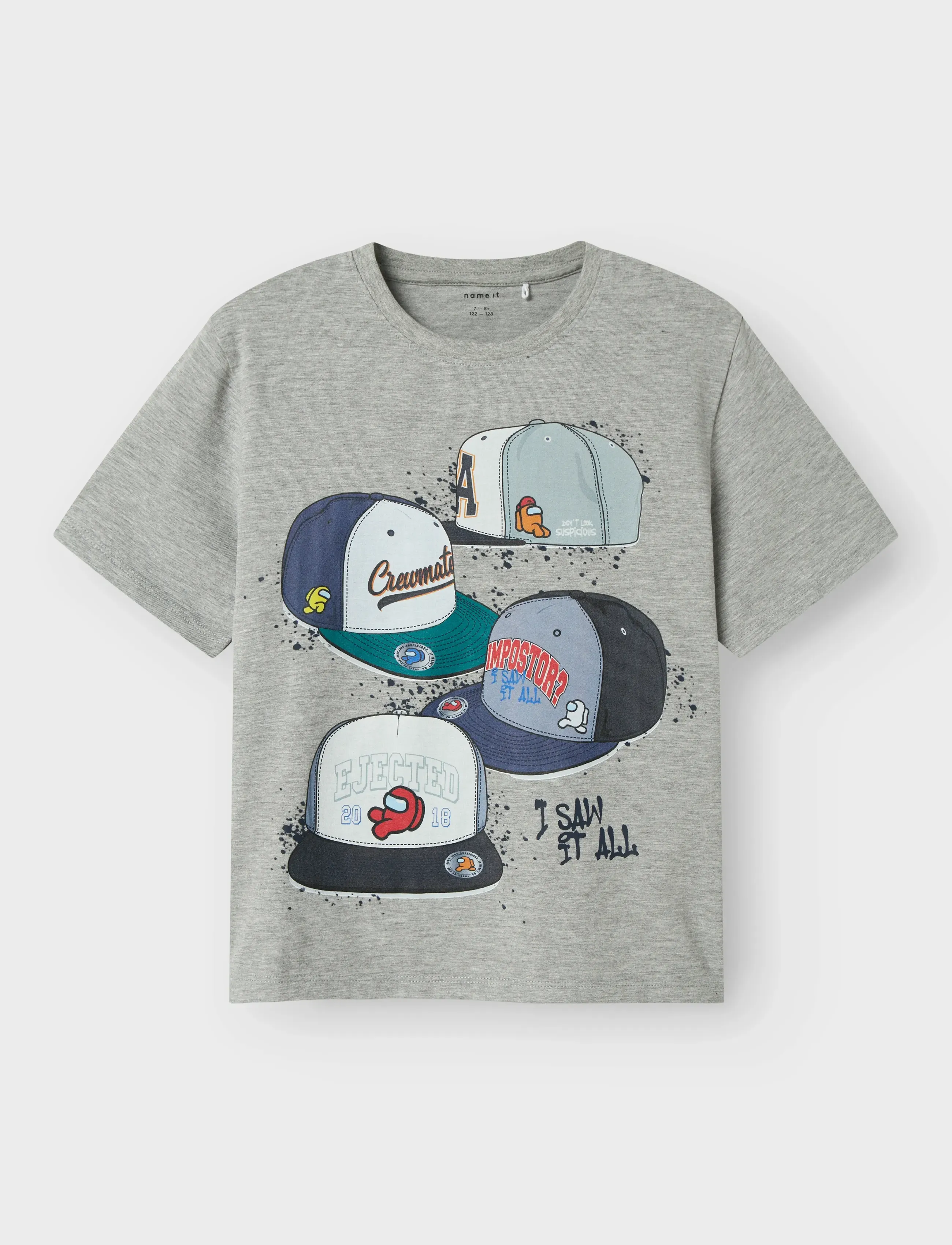 name it - NKMALBI AMONGUS SS NREG TOP SKY - grey melange - 2
