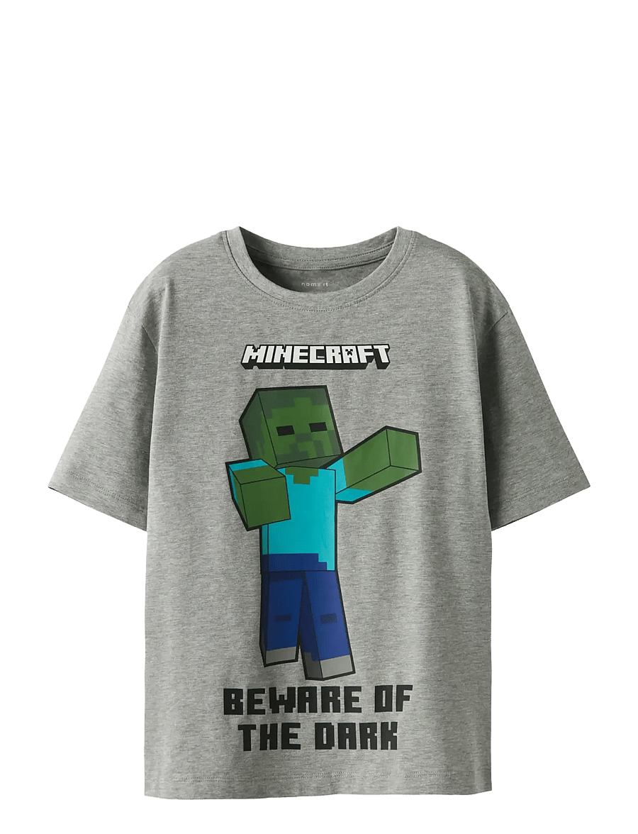 name it - NKMSUMBA MINECRAFT SS NREG TOP BOX BFU - grey melange - 1