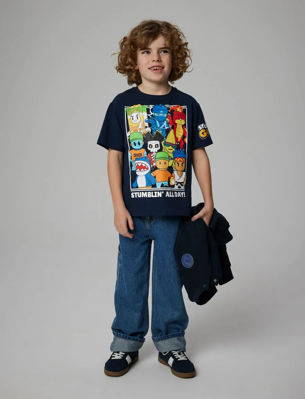 name it - NKMSTUFF STUMBELG SS NREG TOP BOX SKY - kortärmade t-shirts - navy blazer - 0