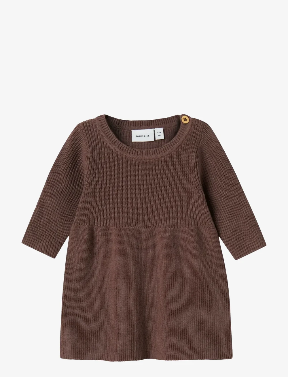 name it - NBFOLIVINA LS KNIT DRESS - langærmede babykjoler - peppercorn - 0
