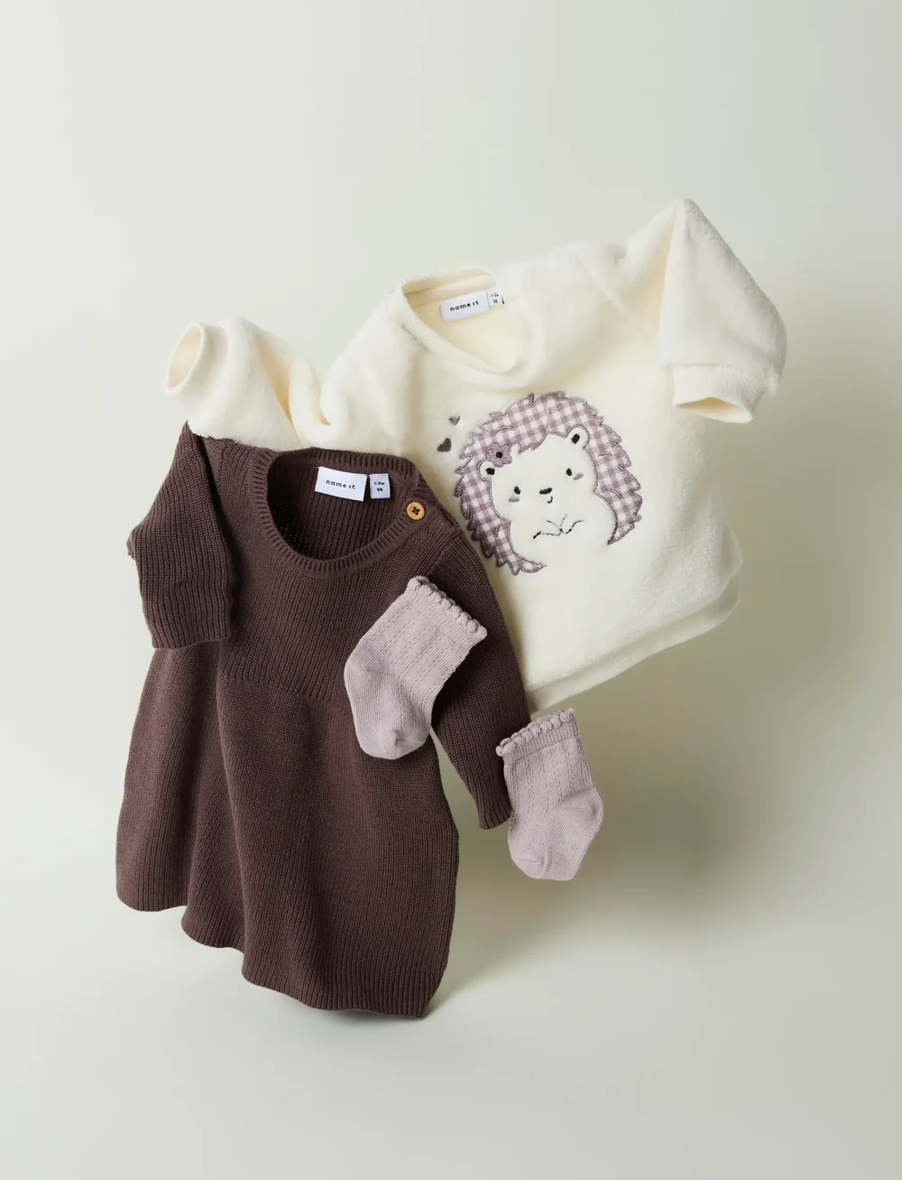 name it - NBFOLIVINA LS KNIT DRESS - langærmede babykjoler - peppercorn - 2