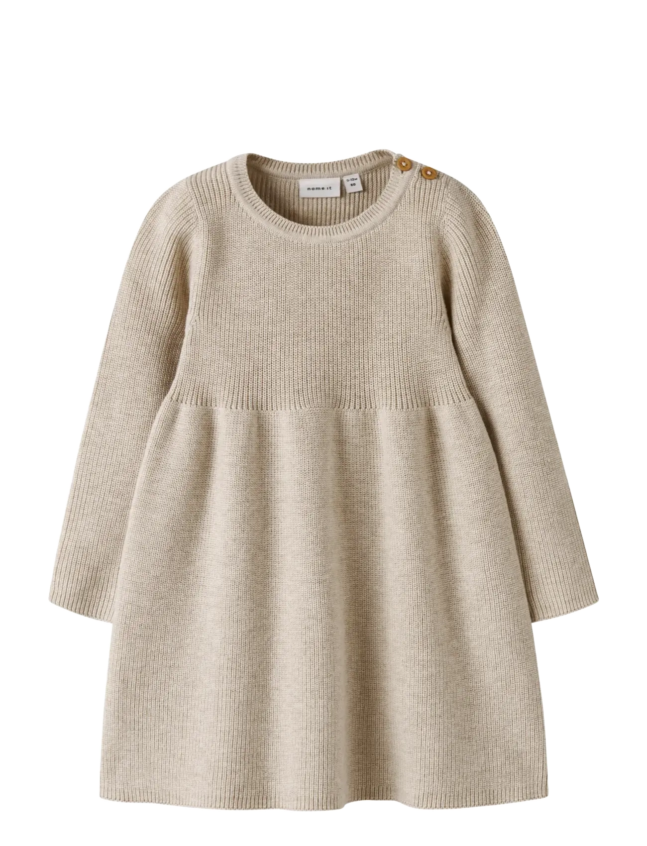 name it - NBFOLIVINA LS KNIT DRESS - langærmede babykjoler - peyote melange - 1