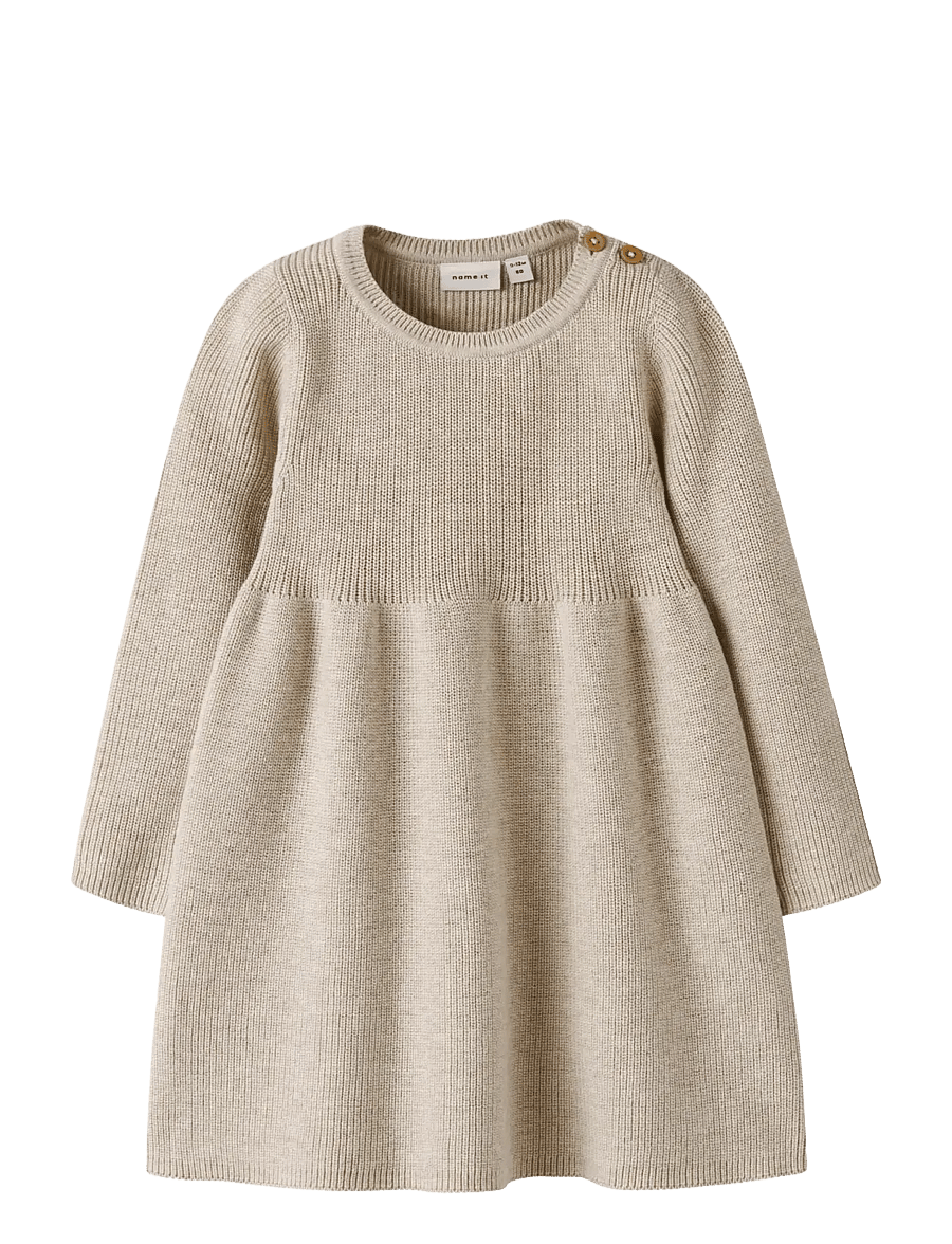 name it - NBFOLIVINA LS KNIT DRESS - langærmede babykjoler - peyote melange - 1
