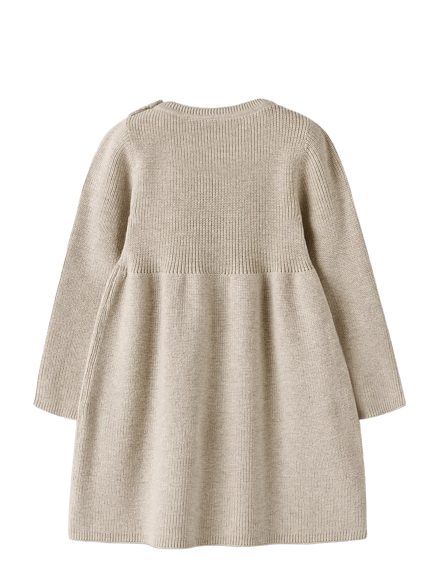 name it - NBFOLIVINA LS KNIT DRESS - langærmede babykjoler - peyote melange - 2