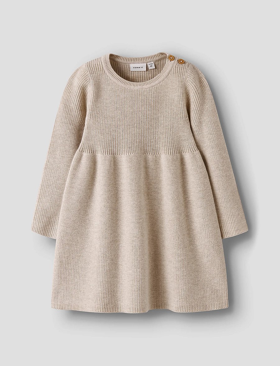 name it - NBFOLIVINA LS KNIT DRESS - langærmede babykjoler - peyote melange - 0
