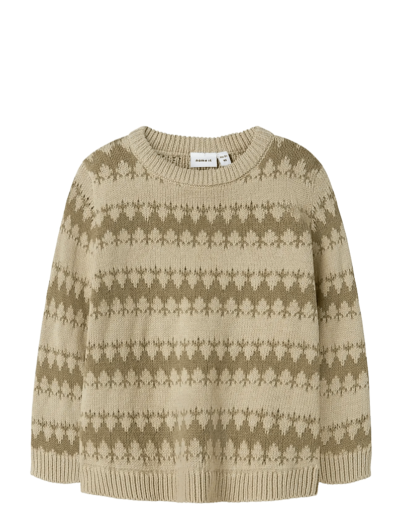 name it - NMMOSCAR LS KNIT - trøjer - island fossil - 1
