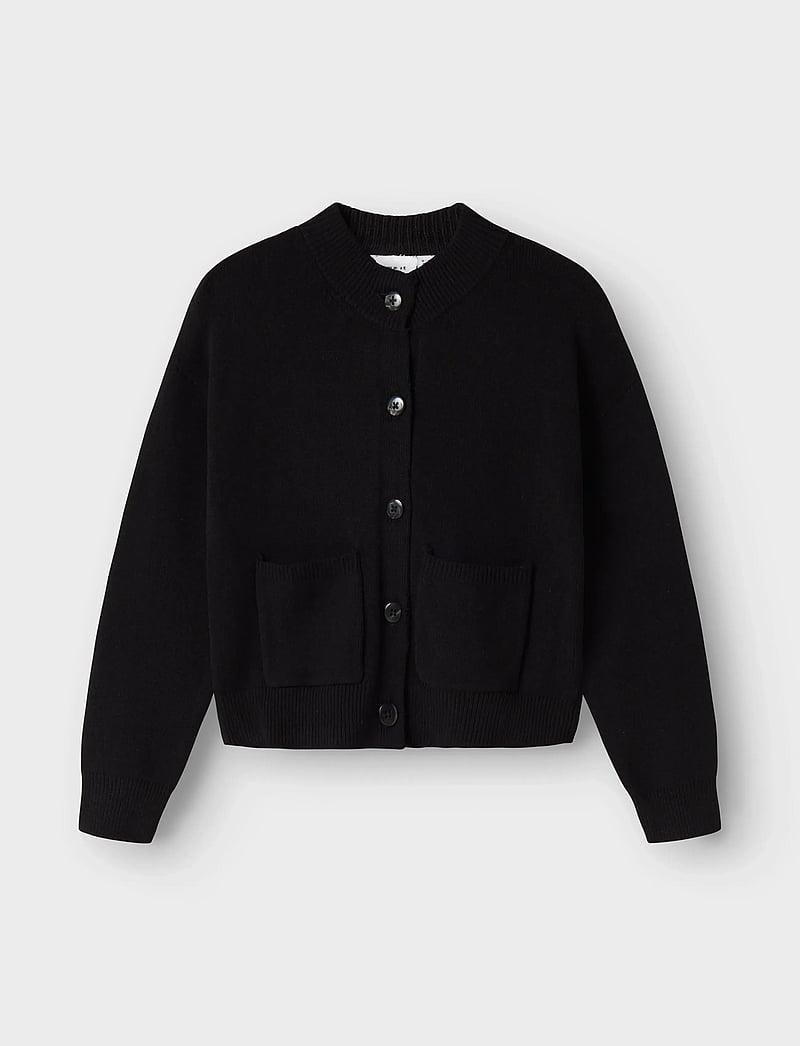 name it - NKFONILLA LS KNIT CARD - susegamieji megztiniai - black - 0