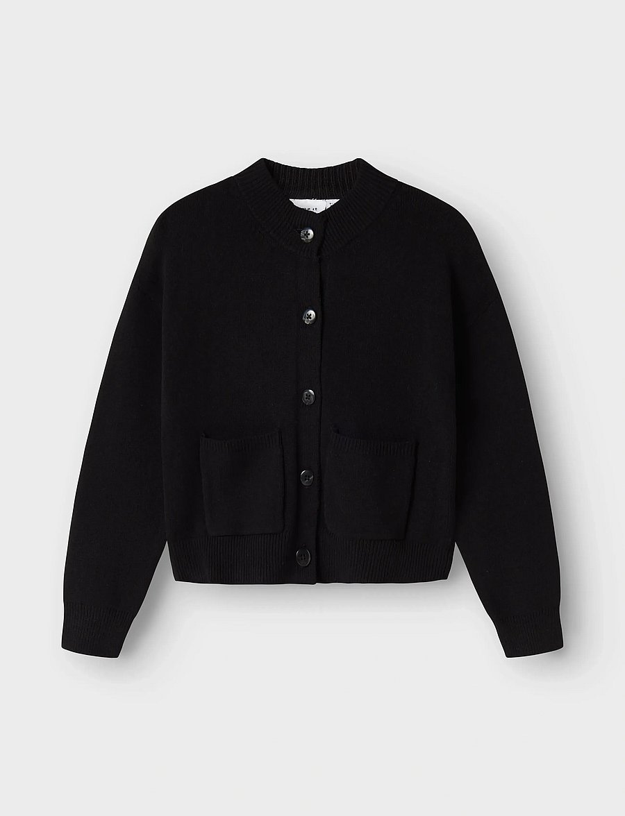 name it - NKFONILLA LS KNIT CARD - cardigans - black - 0