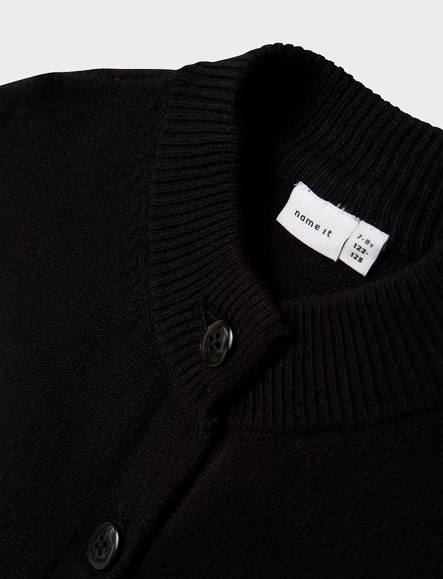 name it - NKFONILLA LS KNIT CARD - cardigans - black - 3