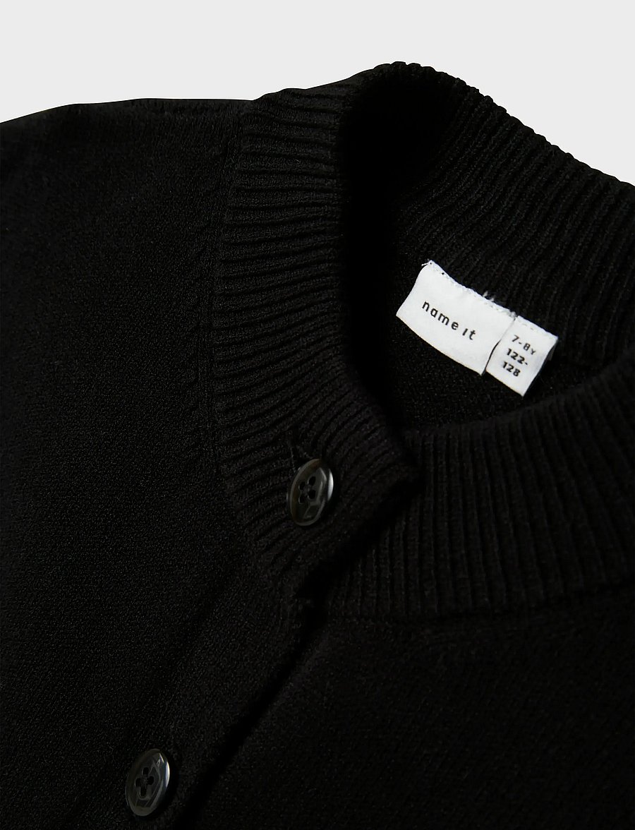 name it - NKFONILLA LS KNIT CARD - cardigans - black - 4