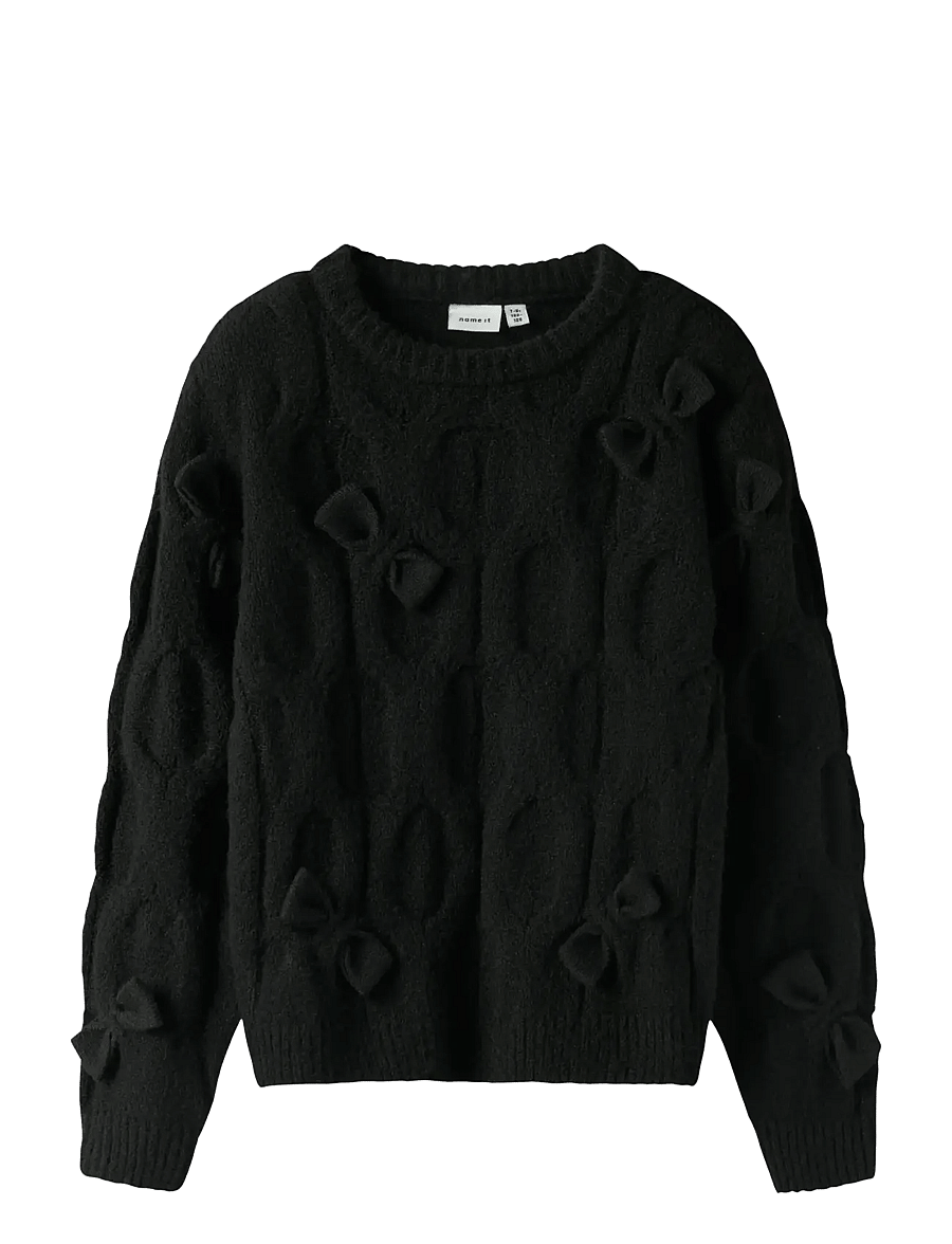 name it - NKFOLIVIA LS KNIT - gensere - black - 1