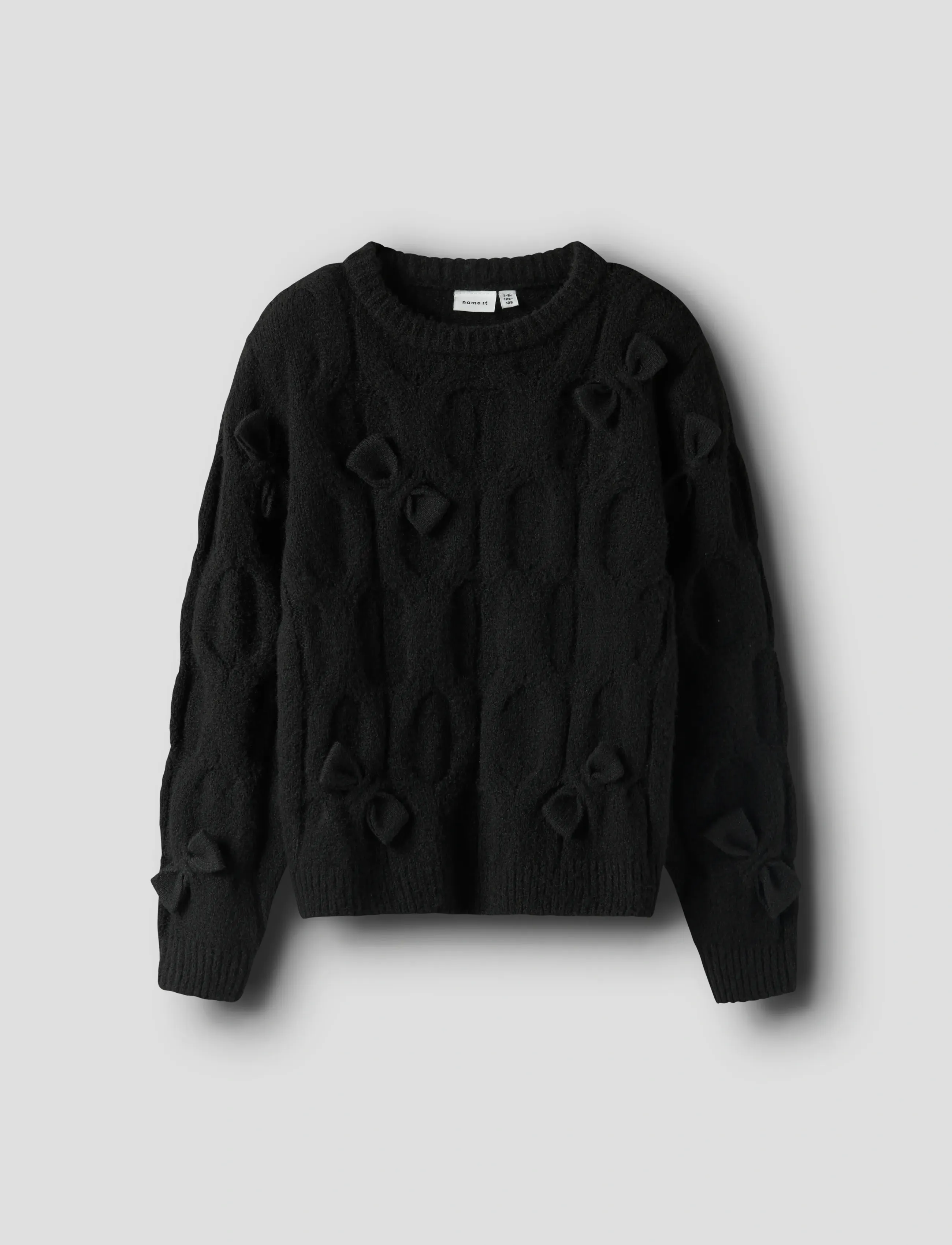 name it Nkfolivia Ls Knit, 122-128, Black, Strik > Pullovere, Børn