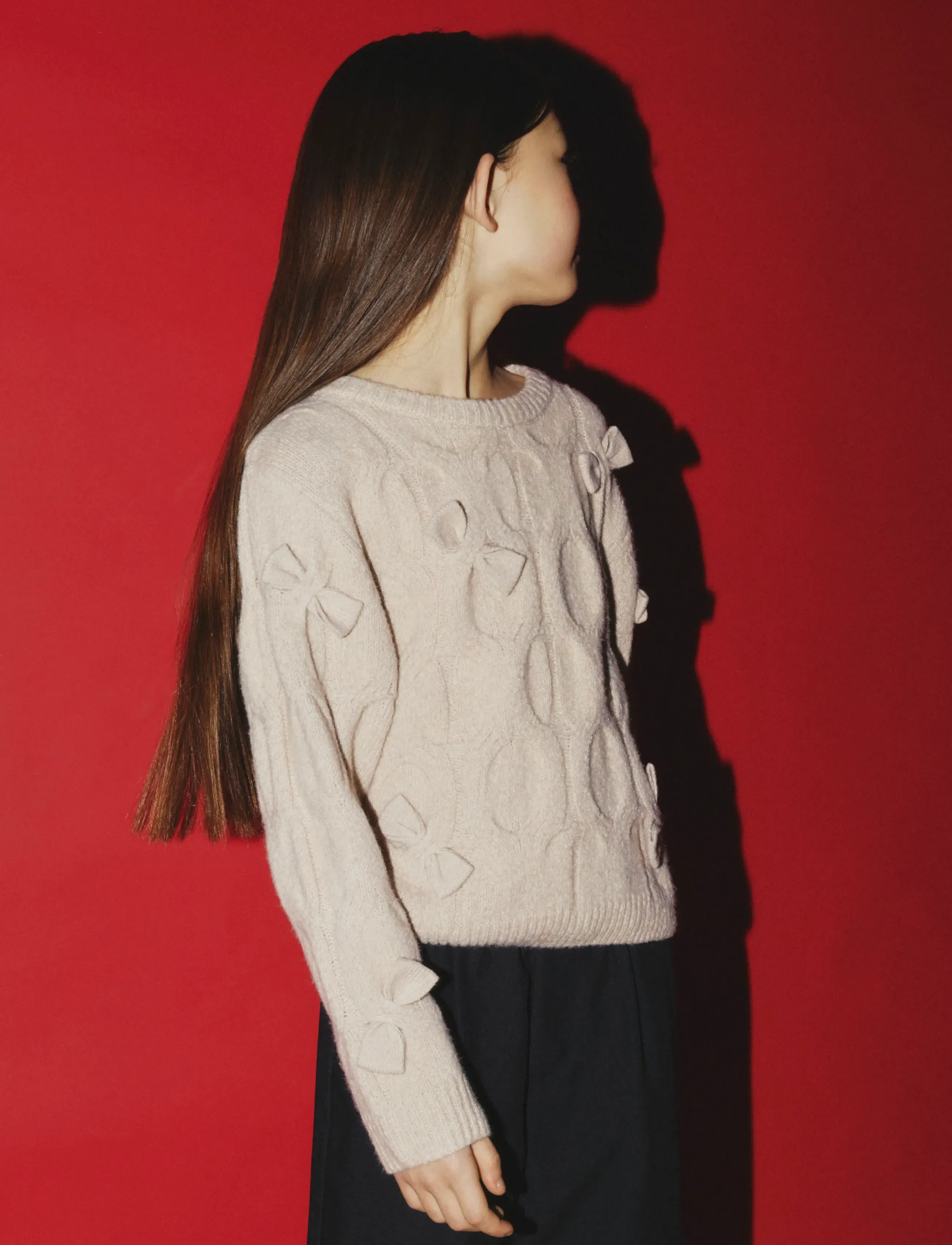 name it NKFOLIVIA LS KNIT - Strickmode - PEYOTE / cream